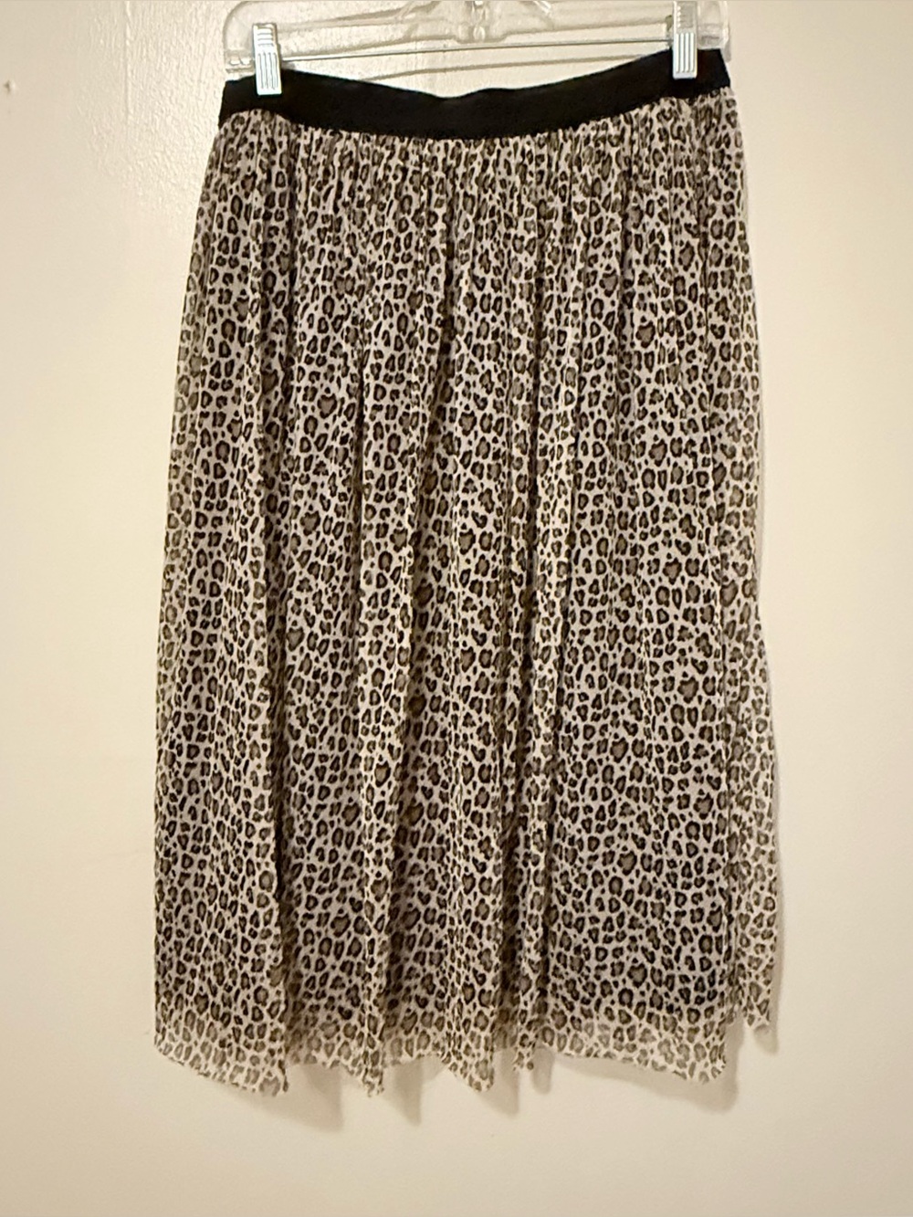a new day Leopard Print Midi Skirt with Black Waistband